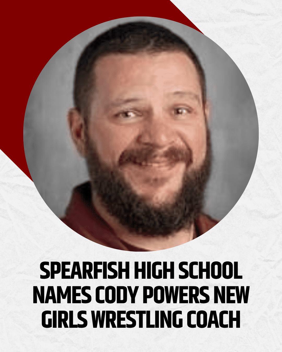 Photo of Cody Powers, the new Spearfish Girls Wrestling Head Coach.