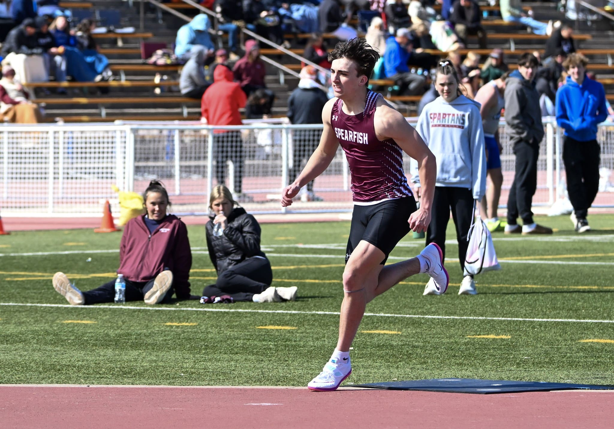 Spearfish Spartans Junior Thomas Hughes prepares a high jump attempt at the West River Invite Track Meet at Sioux Park.
